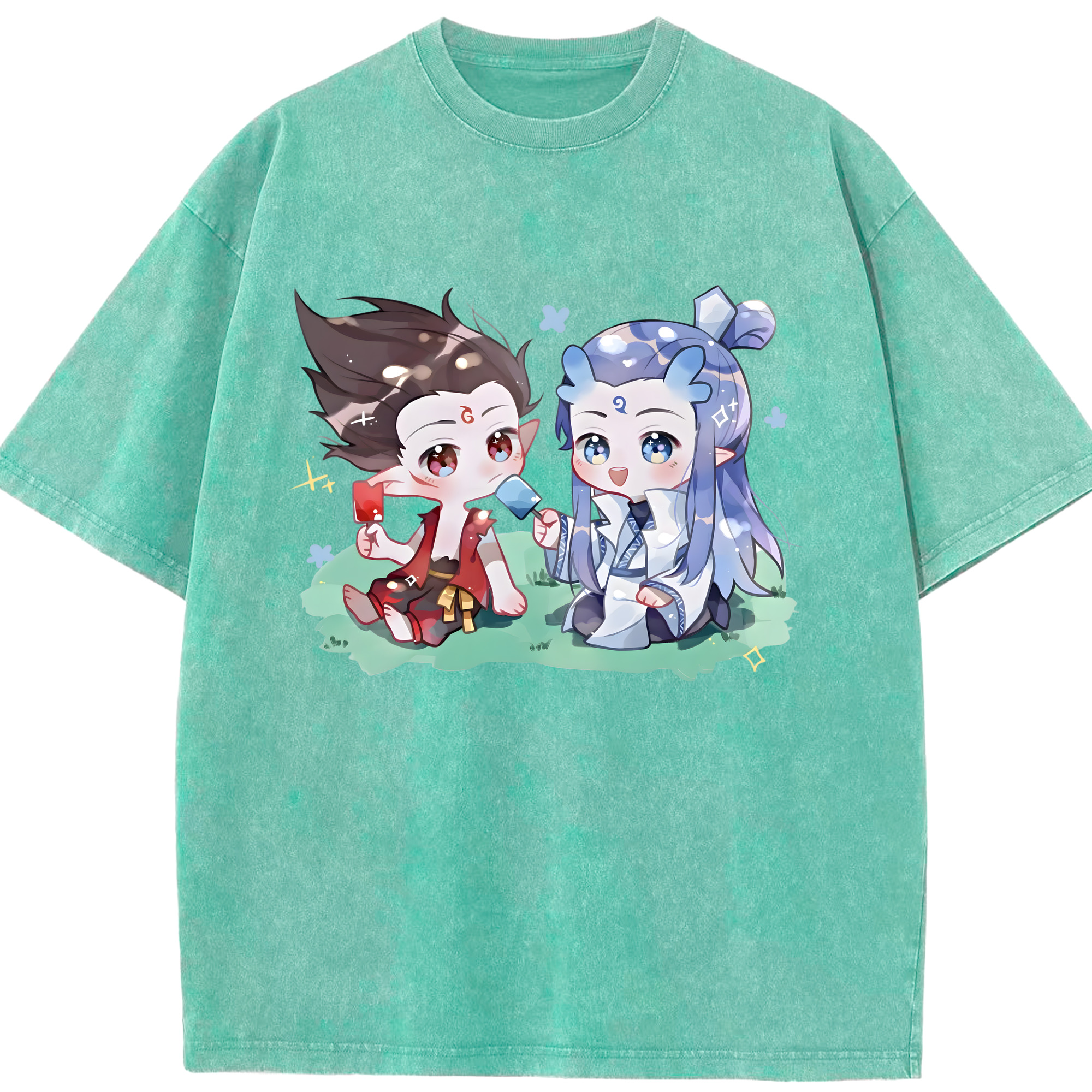 （画像用） Ne Zha 2 ナタ 魔童の大暴れ 綿100% ヴィンテージ風 半袖Tシャツ（フロントプリント）